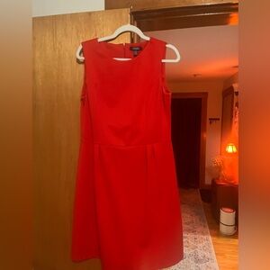 sleeveless red chaps dress